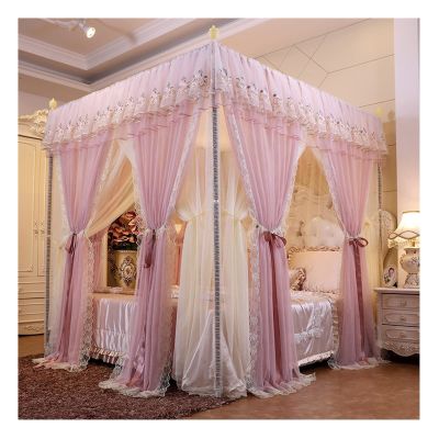 LCYDMJ Bed Canopy Luxury Bed Canopy Bedroom Decorative Bed Curtain, Double Layer Encrypted Mosquito Net, for 1.5m/1.8m/2m Beds, with Mounting Bracket (Color : Style1, Size : 180x200x200cm)