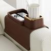 Couch Cup Holder Tray, Elimiko Silicone Anti-Spill and Anti-Slip Couch Drink Holder, Strong and Weighted Phone/Remote/Snacks Sofa Cup Holder (Brown) view 1