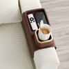 Couch Cup Holder Tray, Elimiko Silicone Anti-Spill and Anti-Slip Couch Drink Holder, Strong and Weighted Phone/Remote/Snacks Sofa Cup Holder (Brown) view 2
