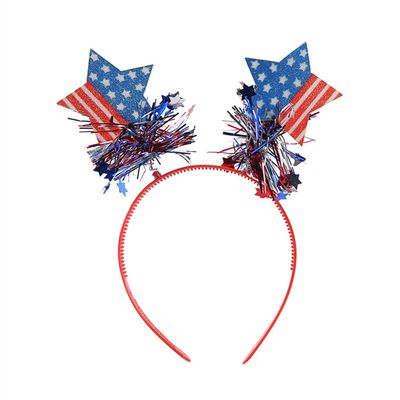 Dzrige Patriotic Head Boppers Headband,American Flag & Stars Headband with Tassel for Independence Day Fourth/4th of July Party Props Decoration