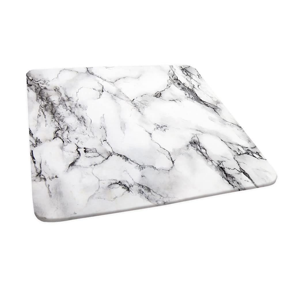 ESFVRG Marble Square Fitted Tablecloth, Elastic Edge, Water and Oil Resistant wipeable Polyester Fabric, Suitable for Kitchen Party Picnic, Fit for 47"x47" Square Table