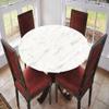 ESFVRG Marble Fitted tablecloths for Round Tables, Elastic Edge, Waterproof and wipeable Table Cover, Table Decoration Cloth, Buffet Party and Camping, Fit for 28" Table, view 2