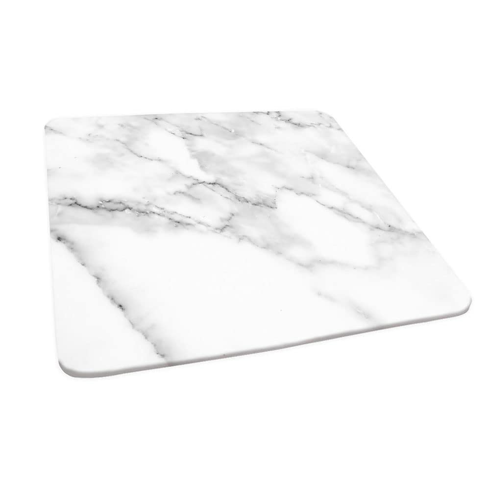 ESFVRG Marble Square Fitted Tablecloth, Elastic Edge, Water and Oil Resistant wipeable Polyester Fabric, Suitable for Kitchen Party Picnic, Fit for 35"x35" Square Table