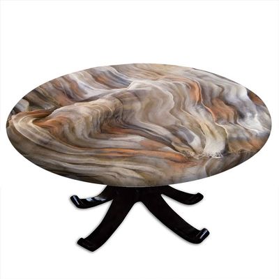 ESFVRG Marble Fitted tablecloths for Round Tables, Elastic Edge, Waterproof and wipeable Table Cover, Table Decoration Cloth, Buffet Party and Camping, Fit for 28" Table,