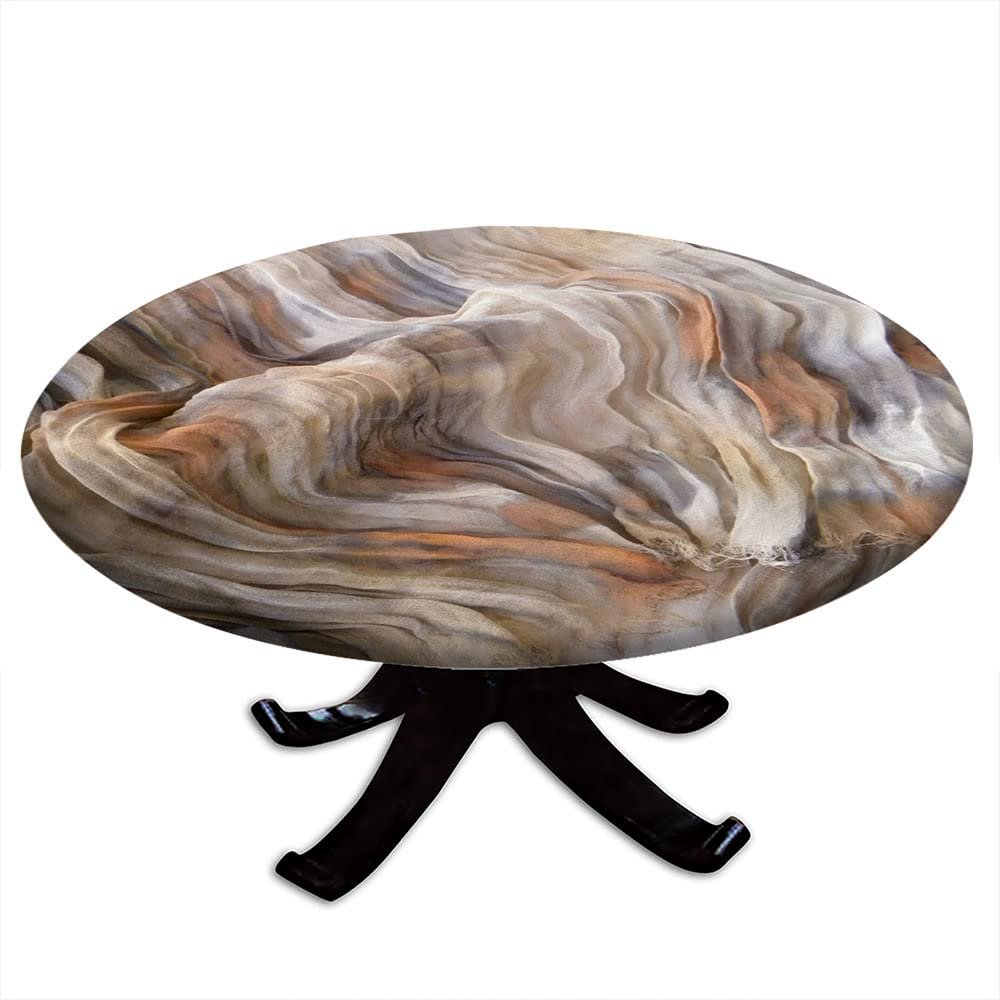 ESFVRG Marble Fitted tablecloths for Round Tables, Elastic Edge, Waterproof and wipeable Table Cover, Table Decoration Cloth, Buffet Party and Camping, Fit for 28" Table,