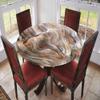 ESFVRG Marble Fitted tablecloths for Round Tables, Elastic Edge, Waterproof and wipeable Table Cover, Table Decoration Cloth, Buffet Party and Camping, Fit for 28" Table, view 2