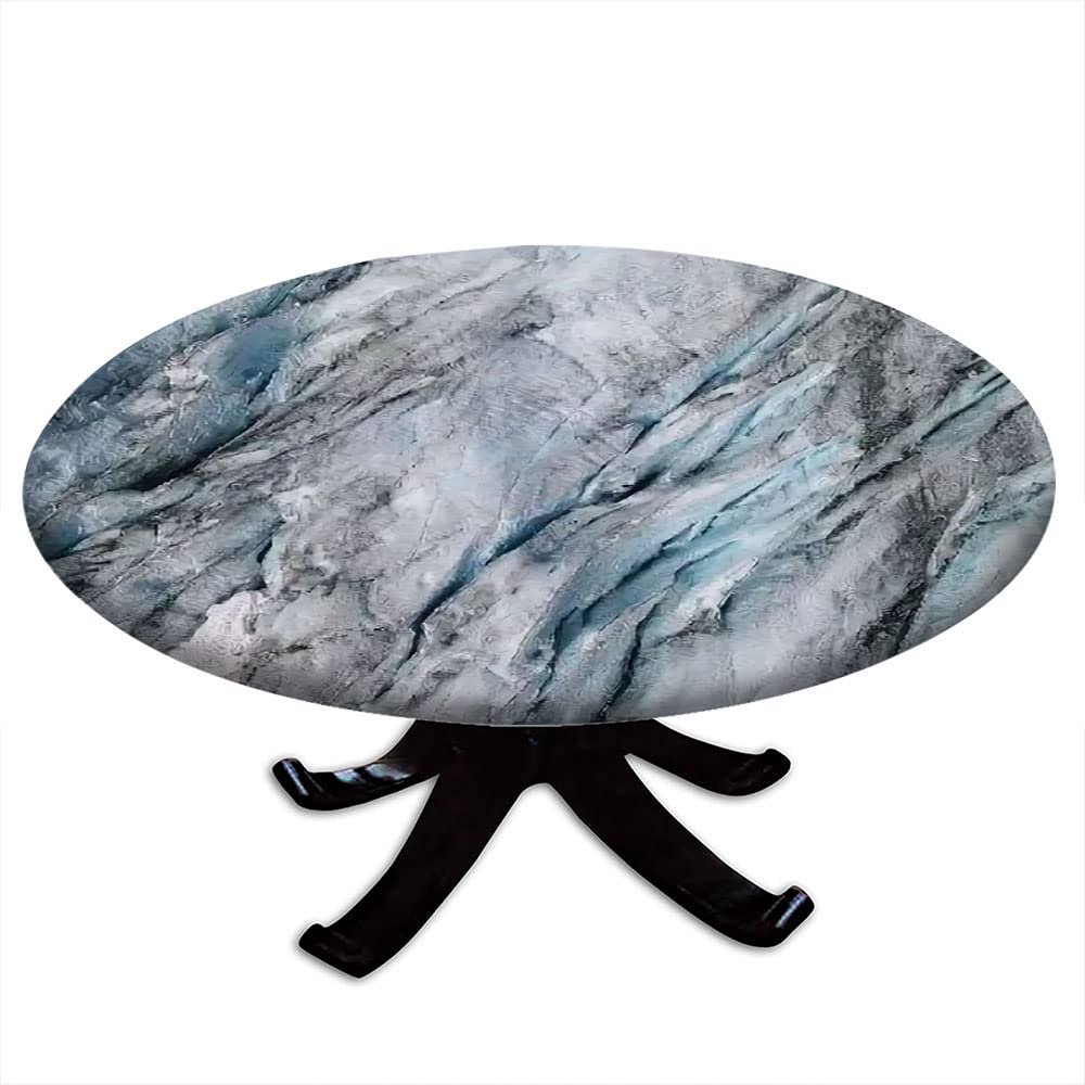 ESFVRG Marble Fitted tablecloths for Round Tables, Elastic Edge, Waterproof and wipeable Table Cover, Table Decoration Cloth, Buffet Party and Camping, Fit for 24" Table,