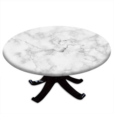 ESFVRG Marble Fitted tablecloths for Round Tables, Elastic Edge, Waterproof and wipeable Table Cover, Table Decoration Cloth, Buffet Party and Camping, Fit for 36" Table,