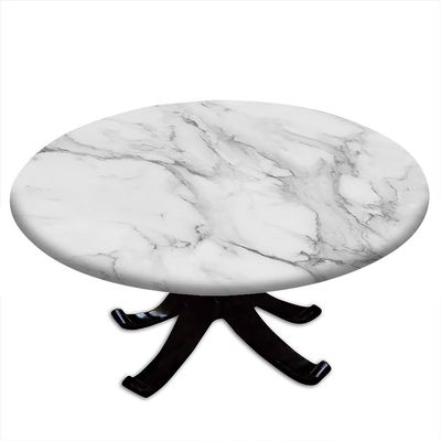ESFVRG Marble Fitted tablecloths for Round Tables, Elastic Edge, Waterproof and wipeable Table Cover, Table Decoration Cloth, Buffet Party and Camping, Fit for 44" Table,