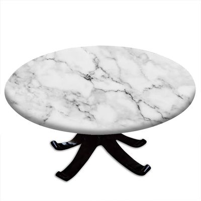 ESFVRG Marble Fitted tablecloths for Round Tables, Elastic Edge, Waterproof and wipeable Table Cover, Table Decoration Cloth, Buffet Party and Camping, Fit for 28" Table,