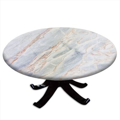 ESFVRG Marble Fitted tablecloths for Round Tables, Elastic Edge, Waterproof and wipeable Table Cover, Table Decoration Cloth, Buffet Party and Camping, Fit for 44" Table,