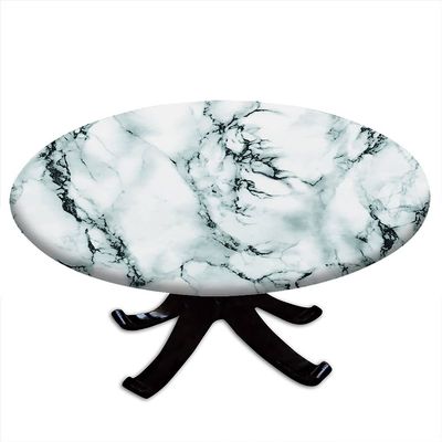ESFVRG Marble Fitted tablecloths for Round Tables, Elastic Edge, Waterproof and wipeable Table Cover, Table Decoration Cloth, Buffet Party and Camping, Fit for 36" Table,
