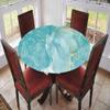 ESFVRG Marble Fitted tablecloths for Round Tables, Elastic Edge, Waterproof and wipeable Table Cover, Table Decoration Cloth, Buffet Party and Camping, Fit for 44" Table, view 2