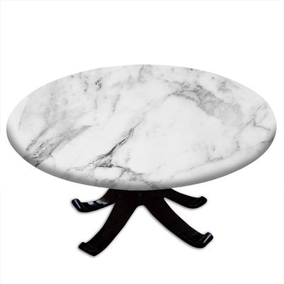 ESFVRG Marble Fitted tablecloths for Round Tables, Elastic Edge, Waterproof and wipeable Table Cover, Table Decoration Cloth, Buffet Party and Camping, Fit for 36" Table,