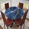 ESFVRG Marble Fitted tablecloths for Round Tables, Elastic Edge, Waterproof and wipeable Table Cover, Table Decoration Cloth, Buffet Party and Camping, Fit for 44" Table, view 2