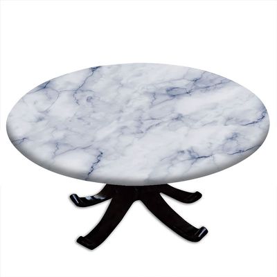 ESFVRG Marble Fitted tablecloths for Round Tables, Elastic Edge, Waterproof and wipeable Table Cover, Table Decoration Cloth, Buffet Party and Camping, Fit for 24" Table,