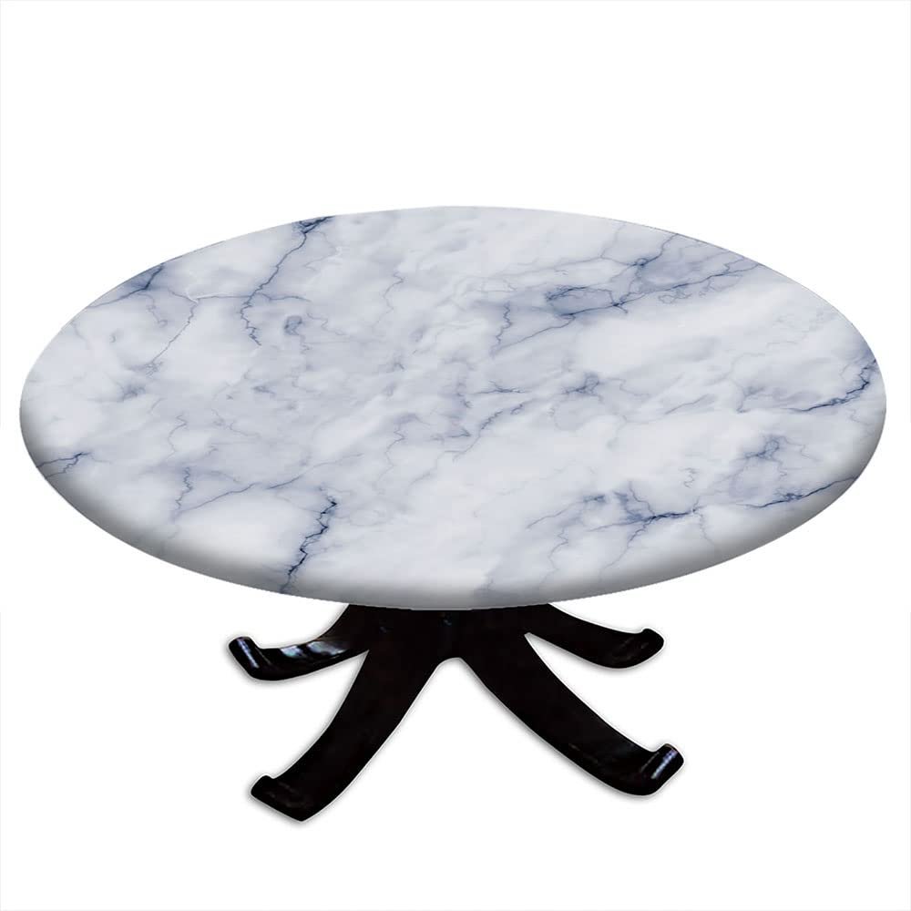 ESFVRG Marble Fitted tablecloths for Round Tables, Elastic Edge, Waterproof and wipeable Table Cover, Table Decoration Cloth, Buffet Party and Camping, Fit for 24" Table,