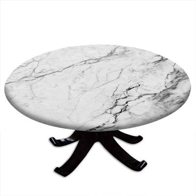 ESFVRG Marble Fitted tablecloths for Round Tables, Elastic Edge, Waterproof and wipeable Table Cover, Table Decoration Cloth, Buffet Party and Camping, Fit for 44" Table,