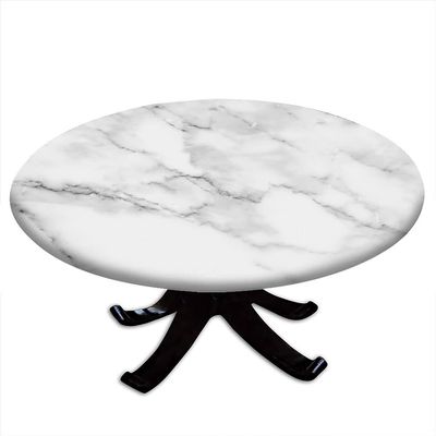 ESFVRG Marble Fitted tablecloths for Round Tables, Elastic Edge, Waterproof and wipeable Table Cover, Table Decoration Cloth, Buffet Party and Camping, Fit for 28" Table,