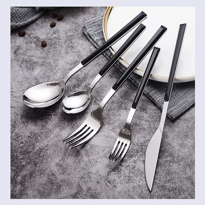 IKXO 120 Piece Silverware Stainless Steel Flatware Set, Black Cutlery Set Service for 24, Fork Spoon Knife Set Eating Utensils Tableware Set for Home Kitchen Party Restaurant