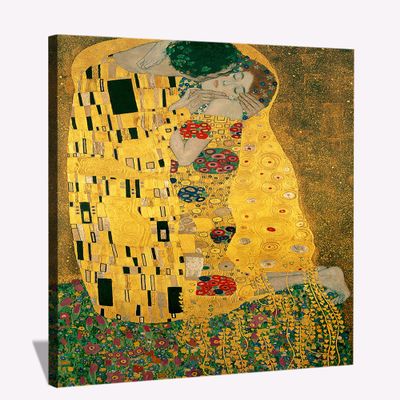BOHU ARTS Gustav Klimt Canvas Art Klimt The Kiss Framed Painting Wall Art for Bedroom Livingroom Office Ready to Hang
