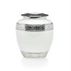Adult Cremation Urn for Human Ashes - White Enamel Over Nickel-Plated Brass Memorial Cremation Urn with Fleur-de-lis Design - Brass Urn, Adult - 200 cu. in. view 1