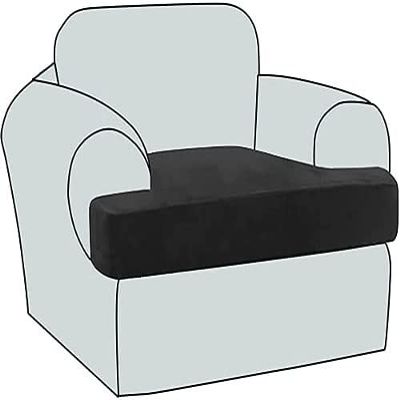 Klzzuk Velvet Sofa T Cushion Seat Covers, Stretch Sofa T-Cushions Cover, Non-Slip Couch Cushion Slipcovers with Elastic Bottom for Living Room (Color : Black, Size : 1 Seater/Chair)