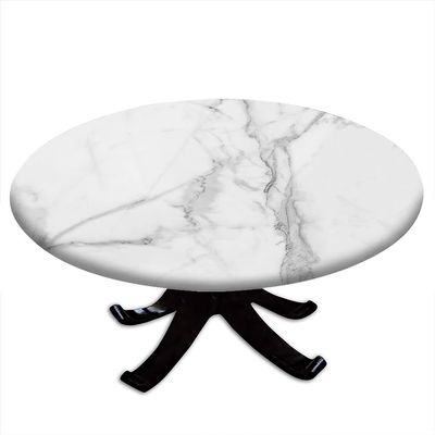ESFVRG Marble Fitted tablecloths for Round Tables, Elastic Edge, Waterproof and wipeable Table Cover, Table Decoration Cloth, Buffet Party and Camping, Fit for 36" Table,