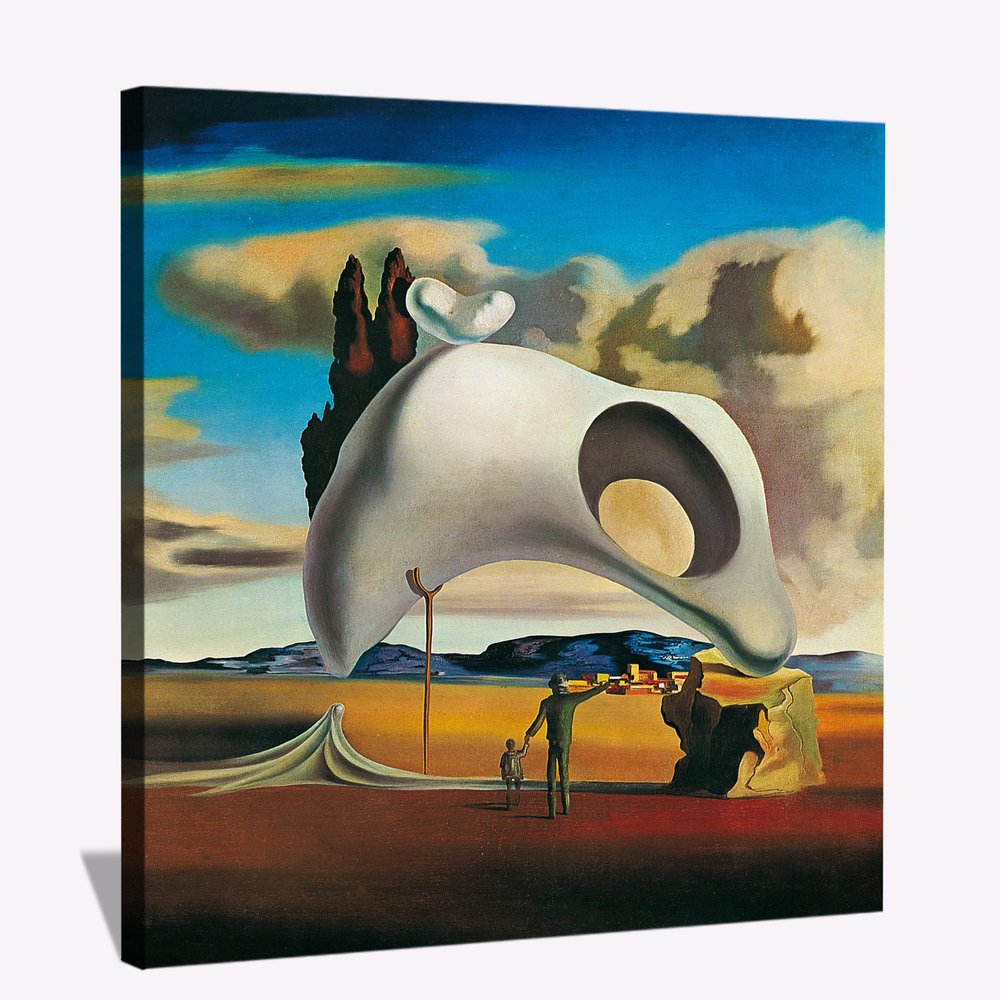 BOHU ARTS Dali Canvas Art Salvador Dali Ruins After The Rain Wall Art Framed Painting for Bedroom Livingroom Office Ready to Hang