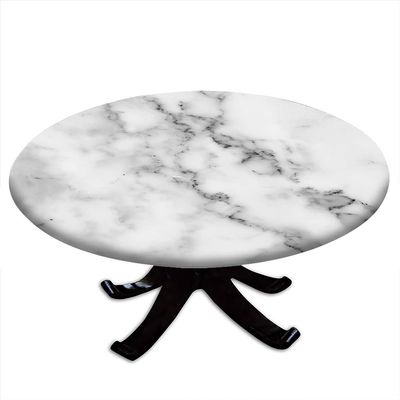 ESFVRG Marble Fitted tablecloths for Round Tables, Elastic Edge, Waterproof and wipeable Table Cover, Table Decoration Cloth, Buffet Party and Camping, Fit for 44" Table,
