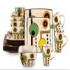 HomeVss 16pc Dinnerware Set, Stoneware Artisan Hand Painted Impressionism Pond, Reactive Glaze view 1