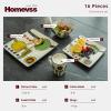 HomeVss 16pc Dinnerware Set, Stoneware Artisan Hand Painted Impressionism Pond, Reactive Glaze view 2