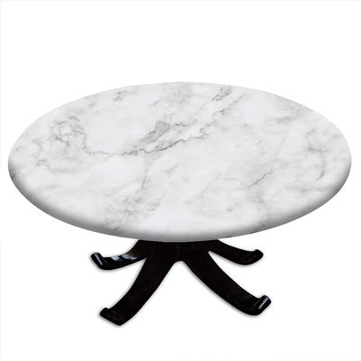 ESFVRG Marble Fitted tablecloths for Round Tables, Elastic Edge, Waterproof and wipeable Table Cover, Table Decoration Cloth, Buffet Party and Camping, Fit for 36" Table,