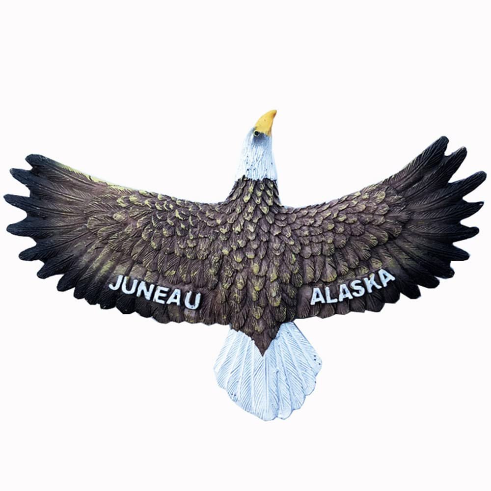 Alaska USA 3D Bald Eagle Fridge Magnet Souvenir Gift,Resin Handmade Alaska Refrigerator Magnet Home & Kitchen Decoration Collection