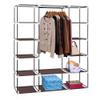 69" Portable Wardrobe Closet, Wardrobe Closet for Hanging Clothes with 1 Hanging Rods, 12 Clothes Storage Organizer Shelves, Non-Woven Fabric Wardrobe, Easy to Assemble (58" x 17" x 69", Dark Brown) view 3