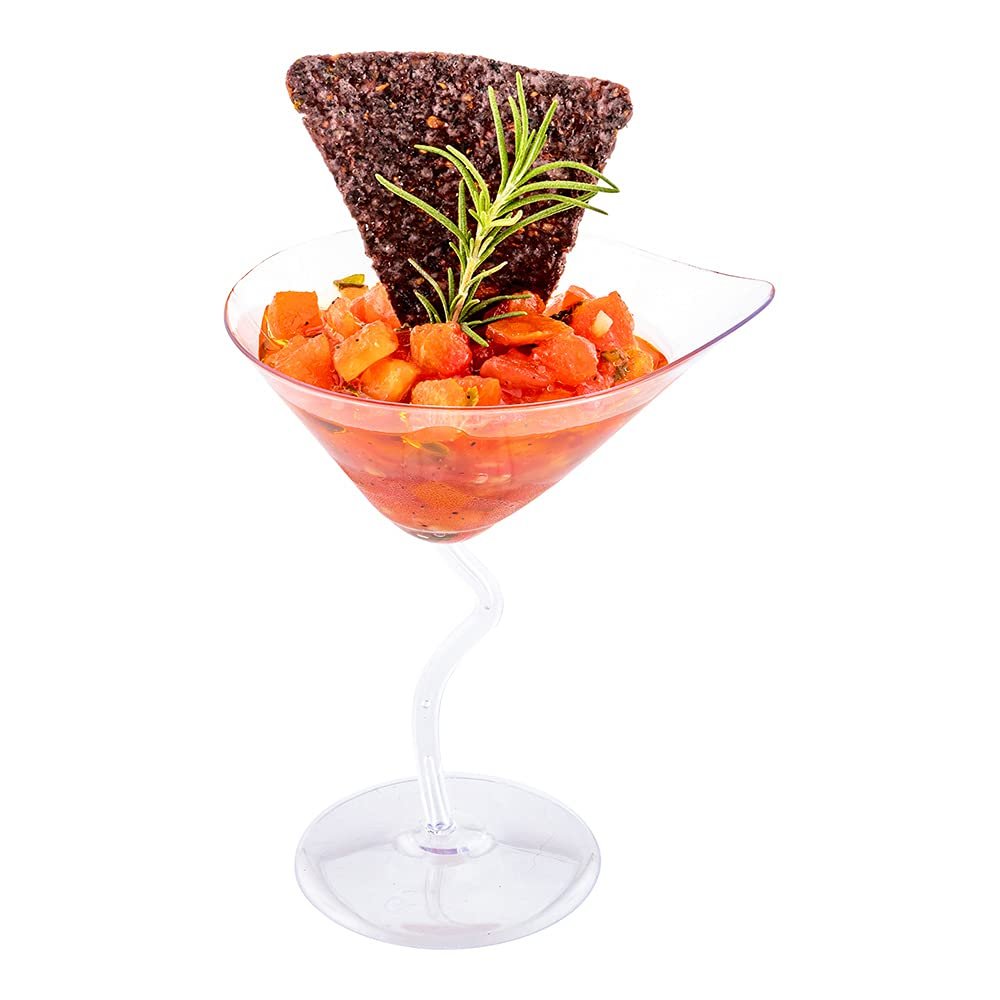 3 Ounce Martini Glasses, 20 Appetizer Cups - Durable, Disposable, Clear Plastic Dessert Cups, For Serving Samples At Wedding Banquets And Catered Events - Restaurantware
