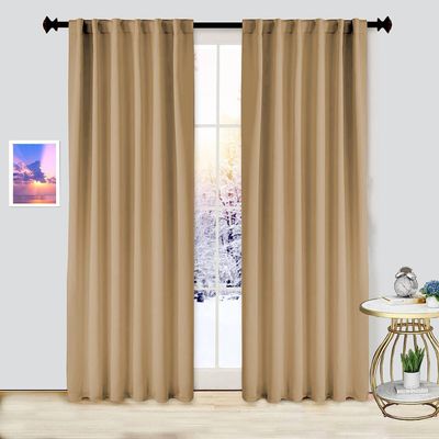 Back Tab and Rod Pocket Curtains Solid Room Darkening Blackout Thermal Insulated (1 Panel, Taupe 58 Inch by 54 Inch)