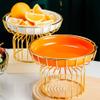 SCZWP8 European-style Light Luxury High-footed Fruit Plate Hotel Iron Dessert Table Home Dessert Plate Creative Ceramic Fruit Plate Set Suitable For Living Room Bedroom Porch Gift Giving view 3