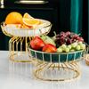 SCZWP8 European-style Light Luxury High-footed Fruit Plate Hotel Iron Dessert Table Home Dessert Plate Creative Ceramic Fruit Plate Set Suitable For Living Room Bedroom Porch Gift Giving view 4