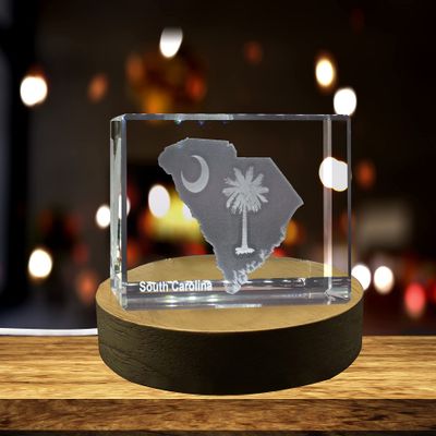 South Carolina 3D Engraved Crystal 3D Engraved Crystal Keepsake/Gift/Decor/Collectible/Souvenir (XX-Large)