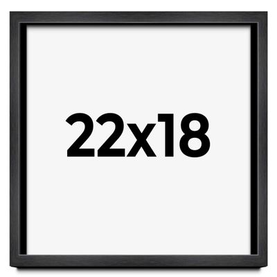 22x18 Shadow Box Charcoal Black Frame Display Case Solid Wood Shadowbox | 1" Inch Deep | with UV Acrylic Plexiglass, Backing & Hanging Hardware