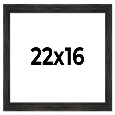 Poster Palooza 22x16 Frame Black Distressed Rustic Solid Wood Picture Frame | 1.5 Inch Moulding Width | with UV Acrylic Plexiglass, Foam Board Backing & Hanging Hardware Included