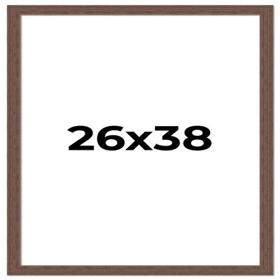Poster Palooza 26x38 Frame Brown Barnwood Distressed/Aged Old Weathered Natural Wood Look Picture Frame with UV Acrylic Glass, Foam Board Backing & Hanging Hardware Included