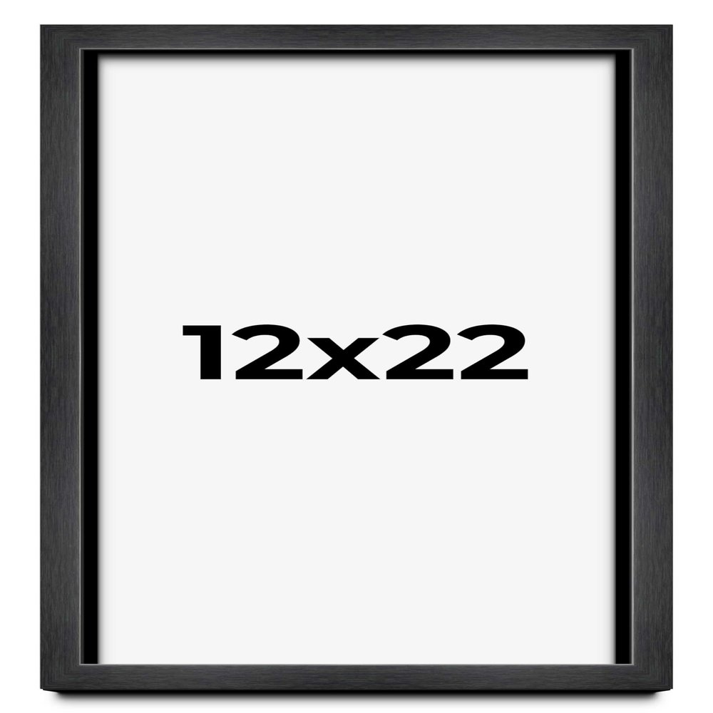 12x22 Shadow Box Charcoal Black Frame Display Case Solid Wood Shadowbox | 1" Inch Deep | with UV Acrylic Plexiglass, Backing & Hanging Hardware