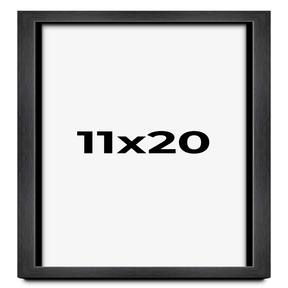 11x20 Shadow Box Charcoal Black Frame Display Case Solid Wood Shadowbox | 1" Inch Deep | with UV Acrylic Plexiglass, Backing & Hanging Hardware