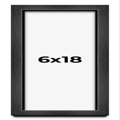 6x18 Shadow Box Charcoal Black Frame Display Case Solid Wood Shadowbox | 1" Inch Deep | with UV Acrylic Plexiglass, Backing & Hanging Hardware