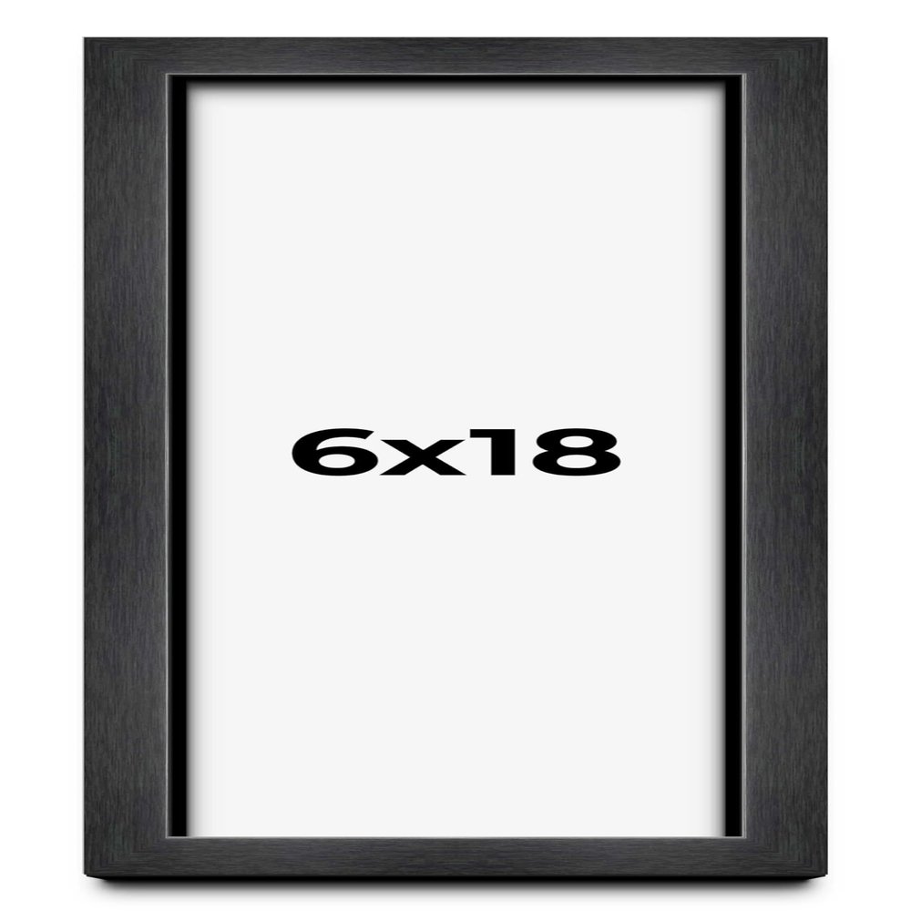 6x18 Shadow Box Charcoal Black Frame Display Case Solid Wood Shadowbox | 1" Inch Deep | with UV Acrylic Plexiglass, Backing & Hanging Hardware