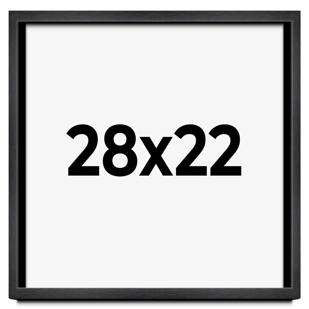 28x22 Shadow Box Charcoal Black Frame Display Case Solid Wood Shadowbox | 1" Inch Deep | with UV Acrylic Plexiglass, Backing & Hanging Hardware