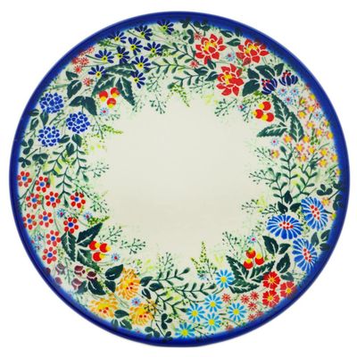 Polmedia Polish Pottery Lunch Plate UNIKAT - Floral Abundance Pattern Handmade in Boleslawiec Poland + Certificate of Authenticity