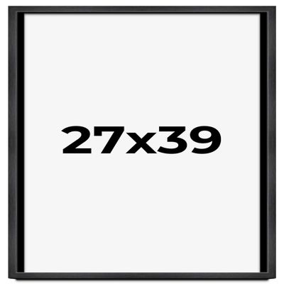 27x39 Shadow Box Charcoal Black Frame Display Case Solid Wood Shadowbox | 1" Inch Deep | with UV Acrylic Plexiglass, Backing & Hanging Hardware